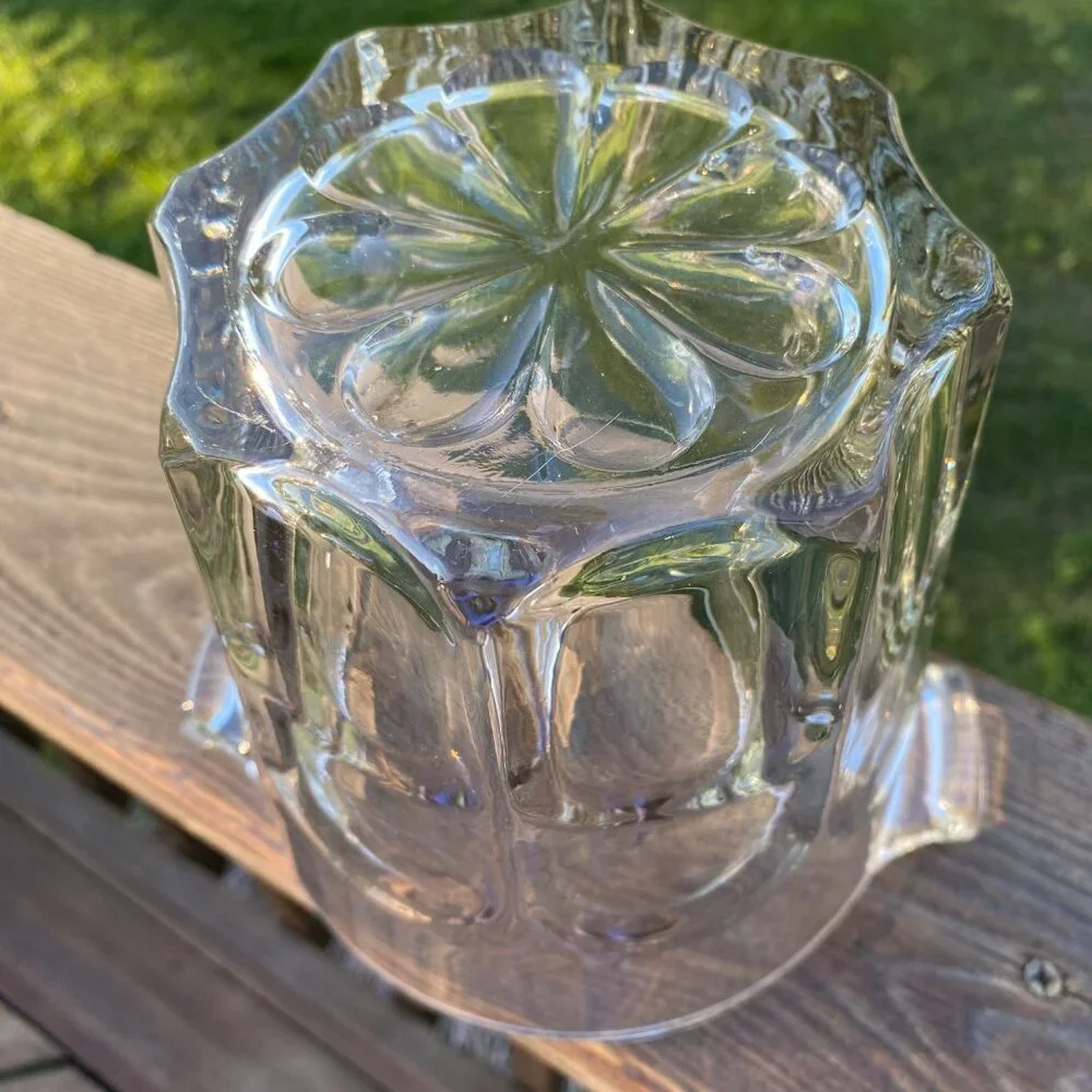JAVIT CAMEO CRYSTAL ICE BUCKET Clear 64oz 2Qt 1982 #J258 Vintage USA